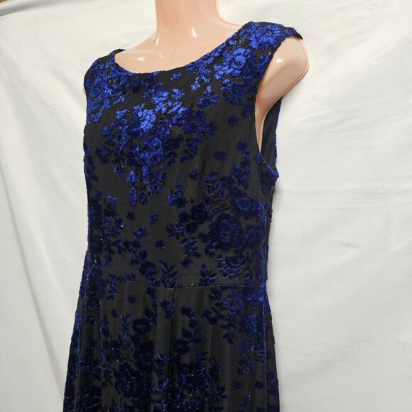 Betsey Johnson Burnout Fit & Flare Dress Women Size 10 Black Blue - Picture 7 of 16